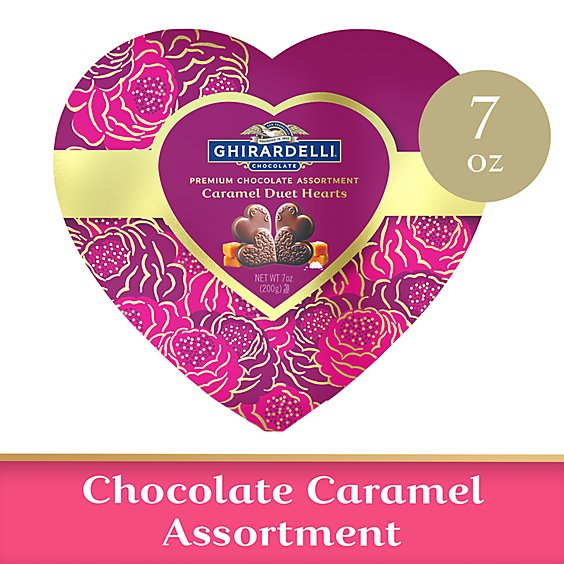 Ghirardelli Premium Chocolate Collection Caramel Duet Hearts Gift - 7 Oz