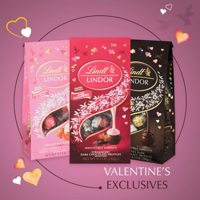 Lindt LINDOR Valentines Strawberry Dark Chocolate Candy Truffles Bag - 8.5 Oz - Image 4