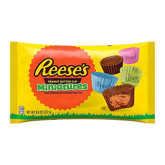 Reeses Miniatures Milk Chocolate Peanut Butter Cups Easter Candy Bag - 9.6 Oz