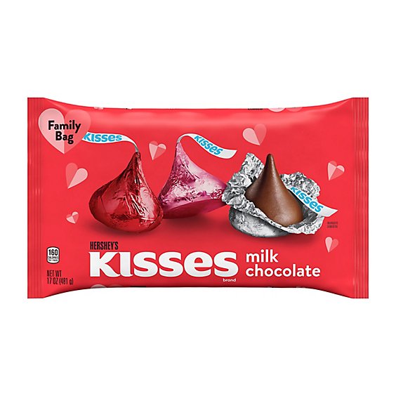Hersheys Kisses Milk Chocolate Valentines Day Candy Family Bag - 17 Oz