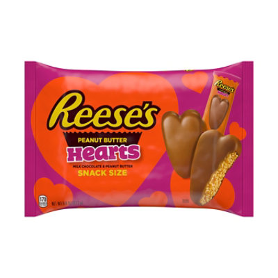 Reese's Milk Chocolate Snack Size Peanut Butter Hearts Valentine's Candy Bag - 9.6 Oz