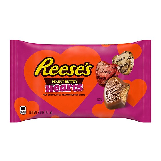 Reese's Milk Chocolate Peanut Butter Creme Hearts Candy Bag - 9.1 Oz