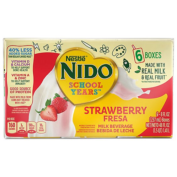 Nido School Years Strawberry Milk Beverage Box - 6-8 FZ