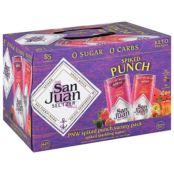 San Juan Seltzer Spiked Fruit Punch Variety Pack In Cans - 12-12 Fl. Oz.