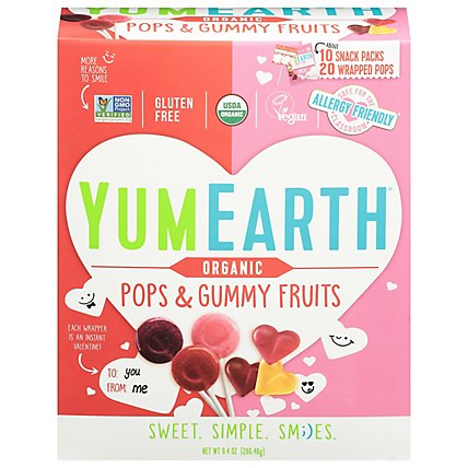 Yum Earth Fruit Pops And Fruit Gummys Variety Valentine - 9.4OZ - Image 2