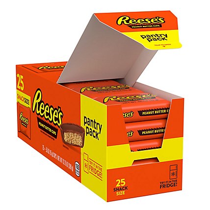 Reese's Milk Chocolate Peanut Butter Cups Snack Size Candy Pantry Pack 25 Count - 13.75 Oz - Image 1