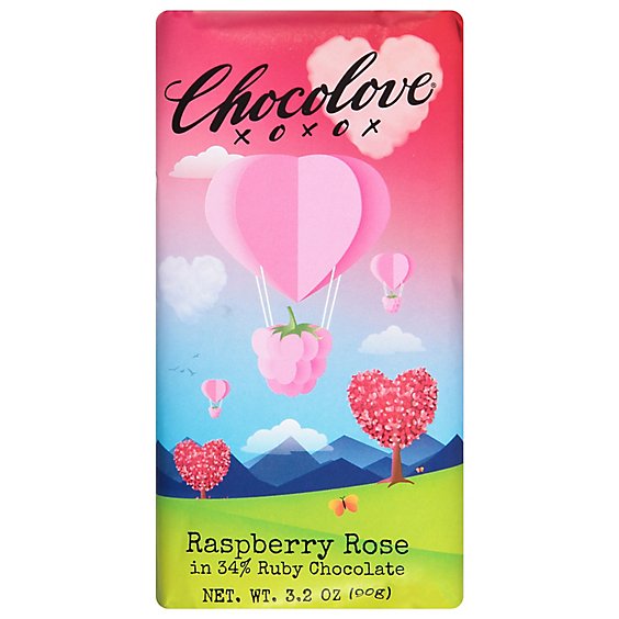 Chocolove Bar Raspberry Rose Ruby Chocolate Valentine - 3.2 Oz