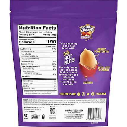 Takis Hot Nuts Flare Double Crunch Peanuts Resealable Bag Of 15 Ounces - 15.03 OZ - Image 5