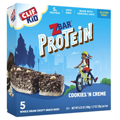 CLIF Kid Zbar Protein Cookies 'n Creme Crispy Snack Bars - 5-1.27 Oz - Image 1