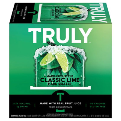 Truly Hard Seltzer Classic Lime Margarita Style In Cans - 6-12 Fl. Oz. - Image 1