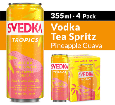 SVEDKA Tropics Pineapple Guava Vodka Tea Spritz Canned Cocktail 5% ABV Cans - 355 Ml - Image 1