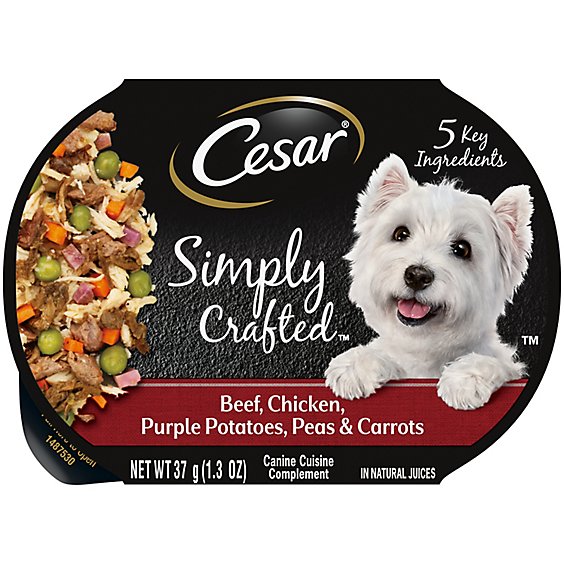 Cesar Simply Crafted Beef Chicken Purple Potatoes Meal Topper Adult Wet Dog Food - 1.3 Oz