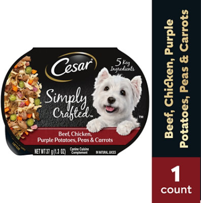 Cesar Simply Crafted Beef Chicken Purple Potatoes Meal Topper Adult Wet Dog Food - 1.3 Oz