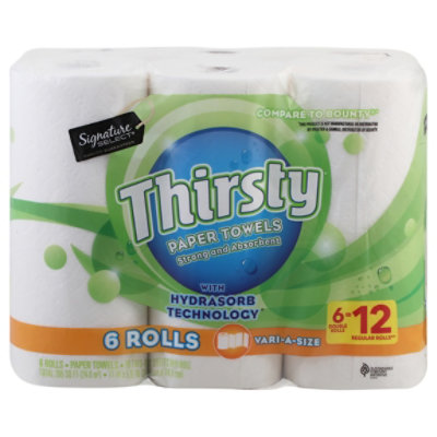 Signature SELECT Paper Towel Thirsty Strong Vari-a Size - 6 Roll - Image 1