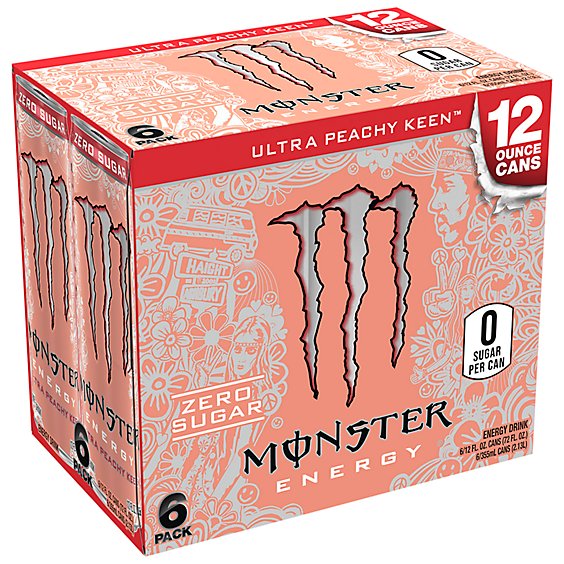 Monster Energy Ultra Peachy Keen Sugar Free Energy Drink - 6-12 Fl. Oz.