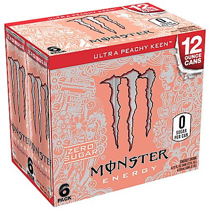 Monster Energy Ultra Peachy Keen Sugar Free Energy Drink - 6-12 Fl. Oz. - Image 1