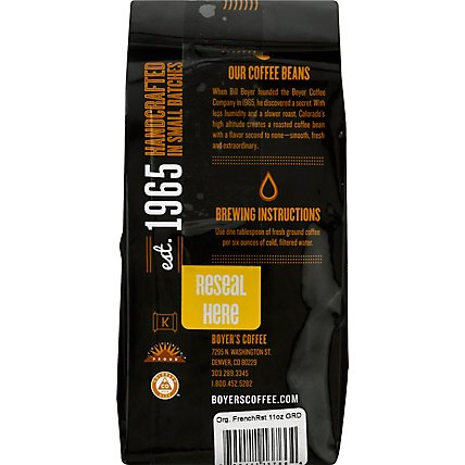 Boyer's Coffee Organic French Roast Dark Roast Ground Coffee - 11 Oz - Image 4