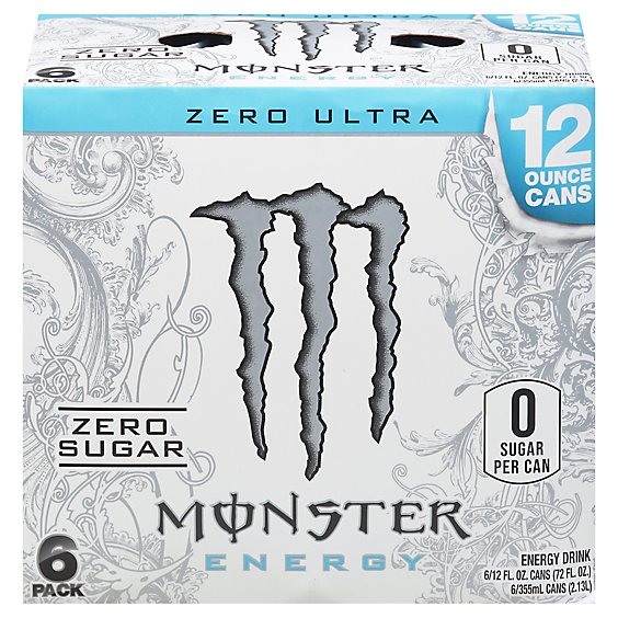 Monster Energy Zero Ultra Sugar Free Energy Drink - 6-12 FL. Oz.