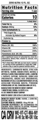 Monster Energy Zero Ultra Sugar Free Energy Drink - 6-12 FL. Oz. - Image 4