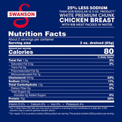 Swanson 35% Less Sodium White Premium Chunk Canned Chicken Breast in Water - 12.5 Oz - Image 4