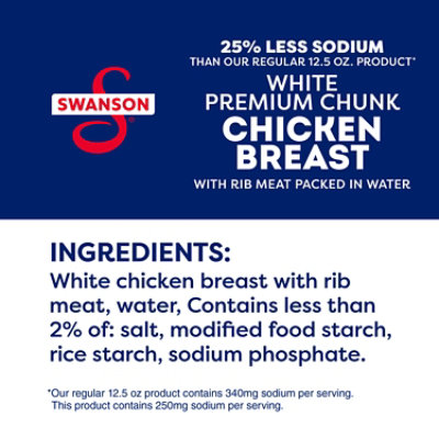 Swanson 35% Less Sodium White Premium Chunk Canned Chicken Breast in Water - 12.5 Oz - Image 5