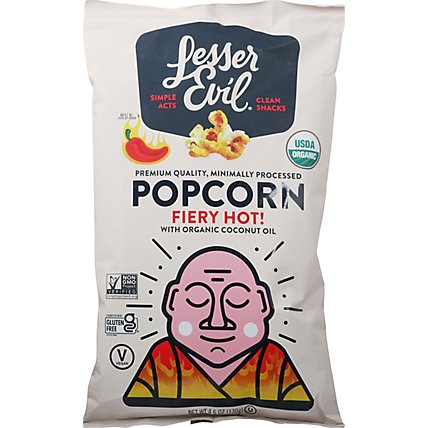 Lesser Evil Popcorn Fiery Hot Organic - 4.6 OZ - Image 2