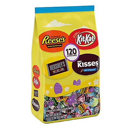 Hershey's Reese's And Kit Kat Easter Miniatures Chocolate Assortment Candy Bulk Variety Bag  - 29.95 Oz - Image 1