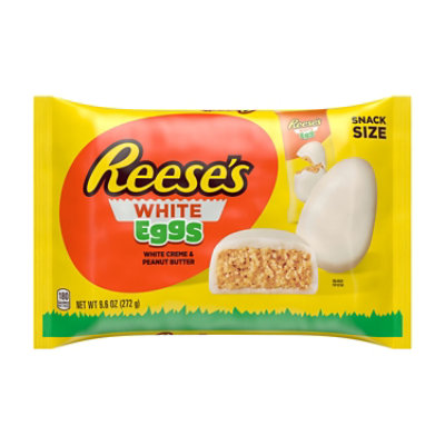 Reeses White Creme Snack Size Peanut Butter Eggs Easter Candy Bag - 9.6 Oz