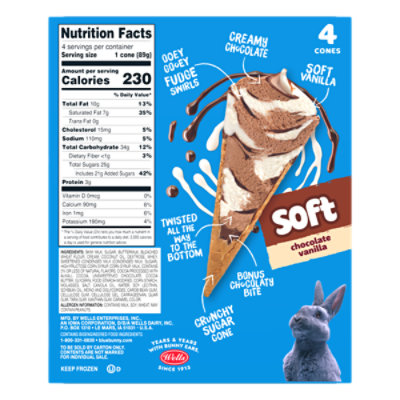 Blue Bunny Chocolate Vanilla Twist Cones Frozen Dessert For Summer - 4 Count - Image 3