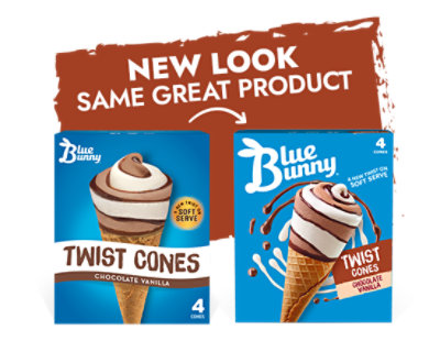 Blue Bunny Chocolate Vanilla Twist Cones Frozen Dessert For Summer - 4 Count - Image 5