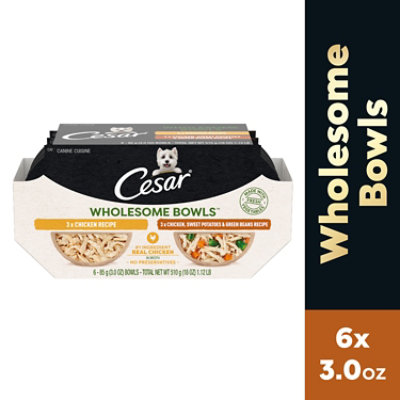 Cesar Wholesome Bowls Chicken And Chicken Sweet Potato Adult Wet Dog Food Multipack - 6-3 Oz