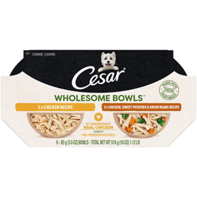 Cesar Wholesome Bowls Chicken And Chicken Sweet Potato Adult Wet Dog Food Variety Pack - 6-3 Oz