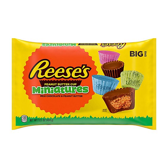Reeses Miniatures Milk Chocolate Peanut Butter Cups Easter Candy Bag - 17.1 Oz