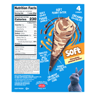 Blue Bunny Twist Cones Chocolate Peanut Butter Frozen Dairy Dessert Wrappers Multipack - 4-4.5 Fl. Oz. - Image 3