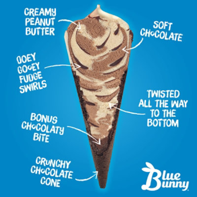 Blue Bunny Twist Cones Chocolate Peanut Butter Frozen Dairy Dessert Wrappers Multipack - 4-4.5 Fl. Oz. - Image 5