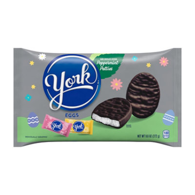 York Dark Chocolate Peppermint Patties Eggs Easter Candy Bag - 9.6 Oz - Image 1