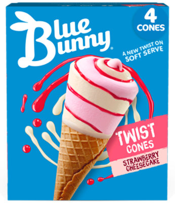 Blue Bunny Twist Cones Strawberry Cheesecake Frozen Dairy Dessert Wrappers Multipack - 4-4.5  Fl. Oz. - Image 1