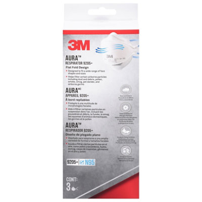 3M Aura Respirator 9205+ N95 Masks - 3 Count - Image 3