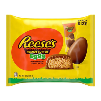 Reeses Milk Chocolate Snack Size Peanut Butter Eggs Easter Candy Bag - 15 Oz - Image 1