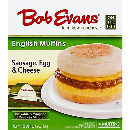 Bob Evans Farms Frozen English Muffin Sausage Egg & Cheese Large - 17.6 OZ - Image 2