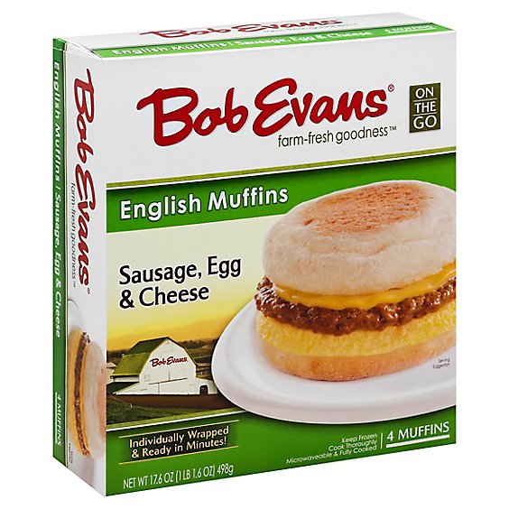 Bob Evans Farms Frozen English Muffin Sausage Egg & Cheese Large - 17.6 OZ