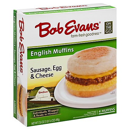 Bob Evans Farms Frozen English Muffin Sausage Egg & Cheese Large - 17.6 OZ - Image 1