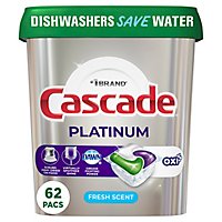 Cascade Platinum Fresh Scent With Oxi Dishwasher Detergent - 62 Count - Image 2