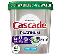 Cascade Platinum Fresh Scent With Oxi Dishwasher Detergent - 62 Count