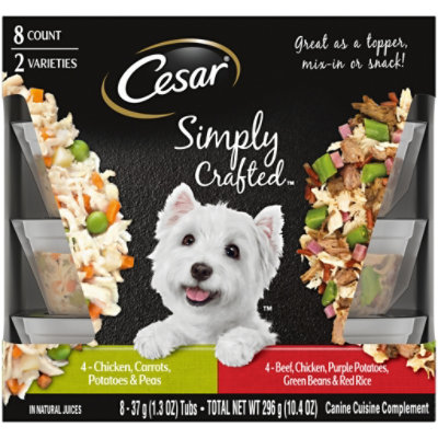 Cesar Simply Crafted Chicken And Beef Topper Adult Wet Dog Food Variety Pack - 8-1.3 Oz