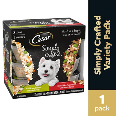 Cesar Simply Crafted Chicken And Beef Topper Adult Wet Dog Food Variety Pack - 8-1.3 Oz