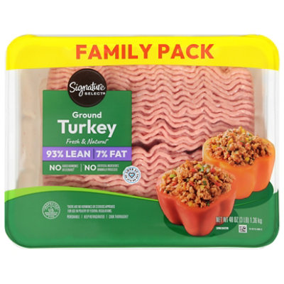 Signature Select 93% Lean 7% Fat Ground Turkey Family Pack - 3 ct 1 Lb - 48oz