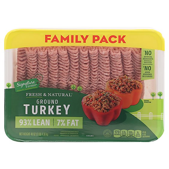 Signature Farms Turkey Ground 93% Lean 7% Fat Family Pack - 48 Oz
