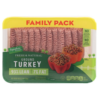 Signature Select/Farms Ground Turkey 93% Lean 7% Fat Family Pack - 48 Oz