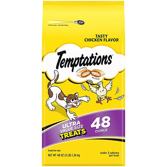 Temptations Classic Tasty Chicken Flavor Crunchy and Soft Adult Cat Treats - 48 Oz